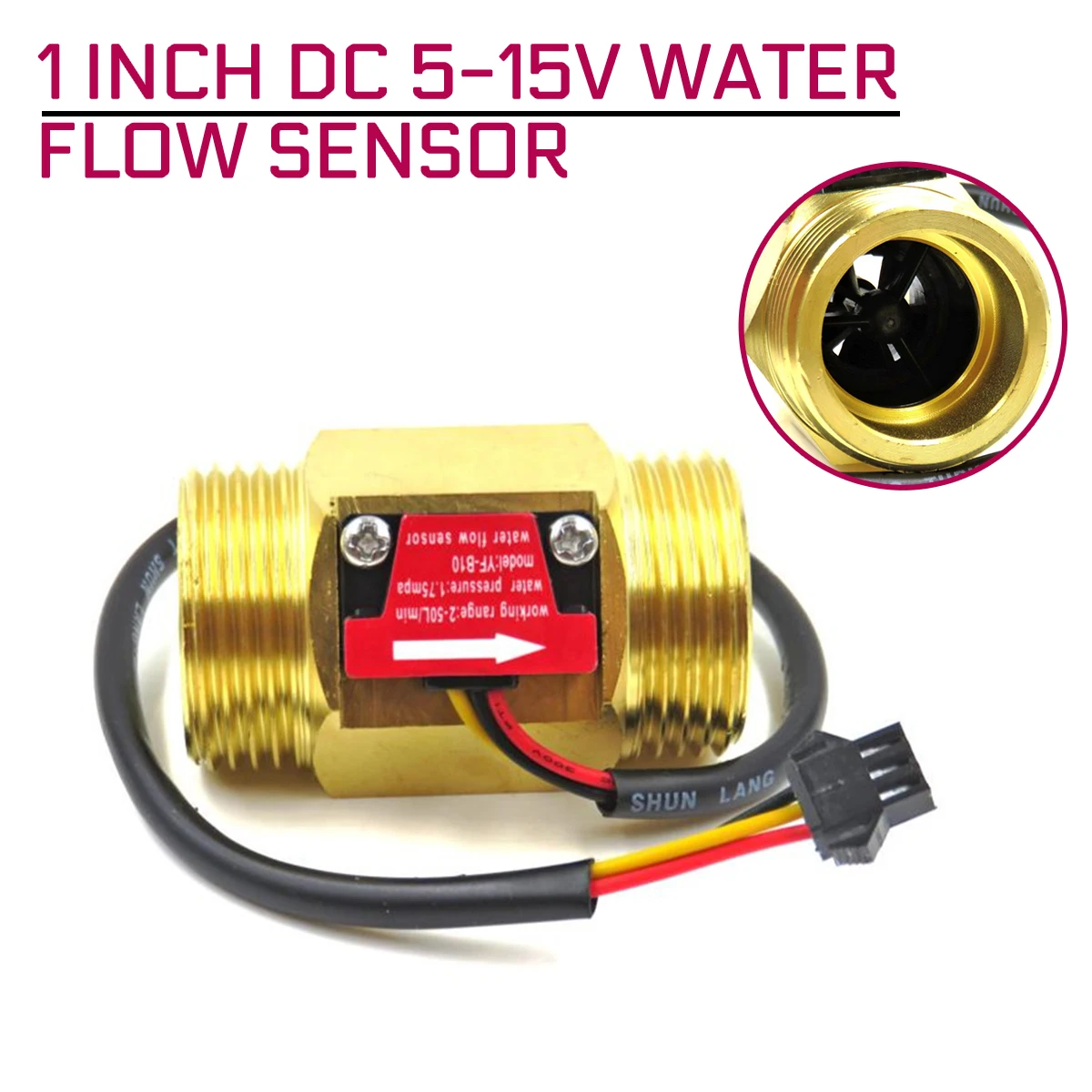 

1 Inch DC 5-15V Water Flow Sensor Hall Sensor Switch Flow Meter Water Flow Sensor DN25 Brass Water Meter Industrial Flowmeter