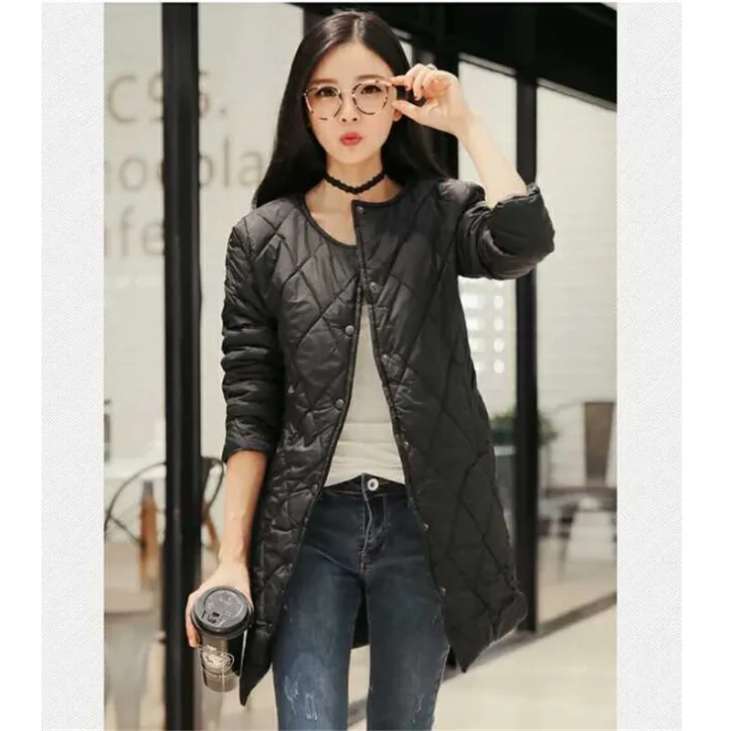 

2020 New Winter Korean Style Lightweight Down Jacket Ladies Mid-length Slim Plus Size Lightweight Baseball Collar Jacket