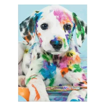 

DIY Cartoon Diamond Painting By Number Kits Round Drill Rhinestone Pictures Arts Craft for Home Wall Decor Dalmatian Dog Pattern