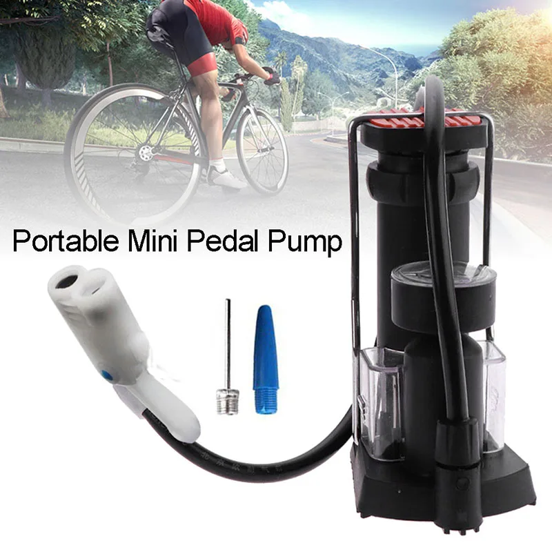 

Mini High Pressure Air Pump Bike Tire Ball Floor Foot Mountain Bike Cycling Bicycle Pump With Pressure Gauges Road Tyre Tire