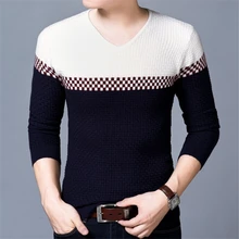 Высококачественный мужской брендовый приталенный хлопковый свитер, горячая Распродажа, теплые свитера на каждый день, высокое качество, цветной лоскутный пуловер