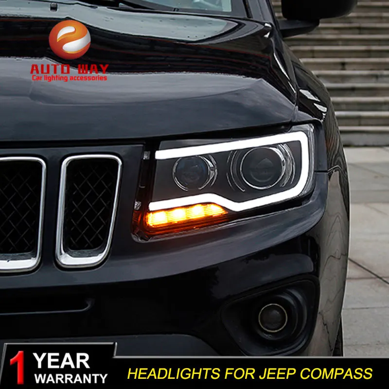 Автомобильный Стайлинг чехол для передней фары Jeep Compass 2011 2017 светодиодный ная