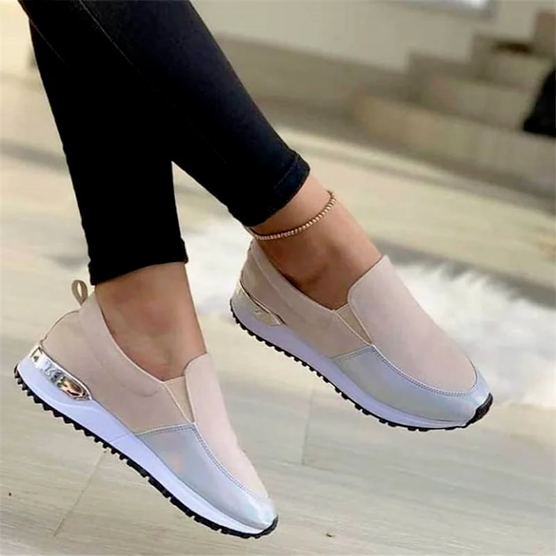 2021 Autumn Sneakers Women Platform Vulcanized Shoes Ladies Solid Color Slip-On Sneakers Female Casual Sport Shoes Plus Size 43 