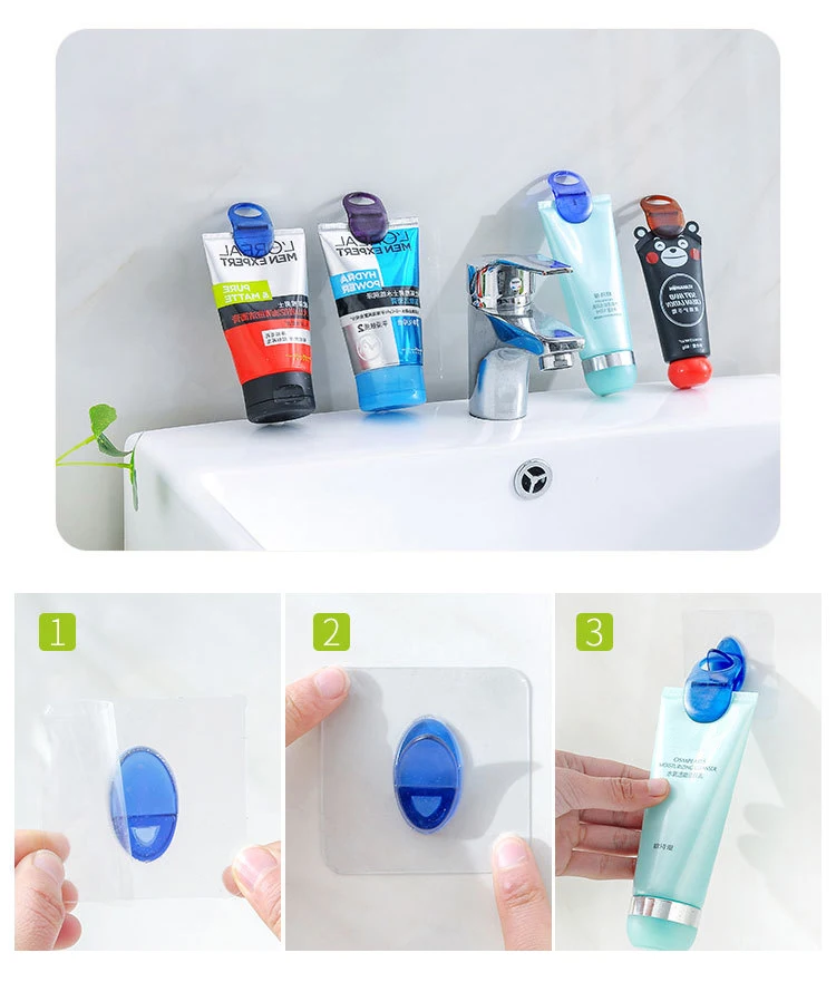 Bathroom Accessories Wall Punch Free Hook And Stick Toothpaste Clip Paste Toothpaste Holder Toothpaste Rack For Home Bathroom