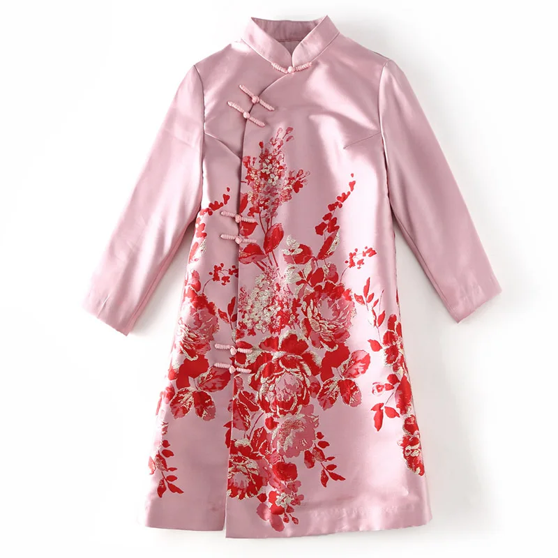 Современный китайский стиль qipao розовый красный Леди вечернее платье - Цвет: Розовый