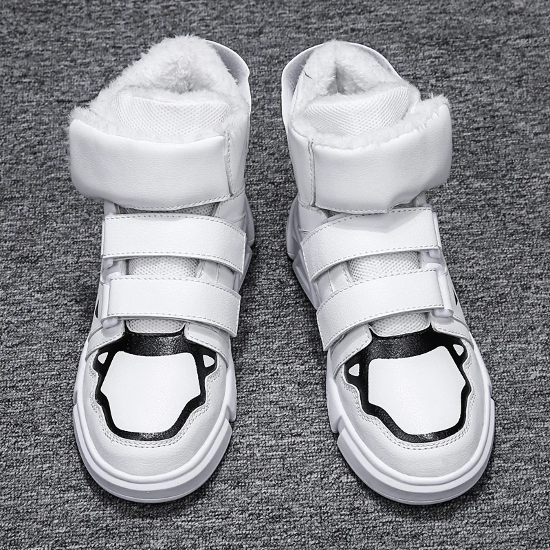 

Times New Roman Winter Boots Fashion Thick Bottom Non-slip Warm Shoes For Men Fur Warm Ankle Snow Boots Footwear Male Sneakers