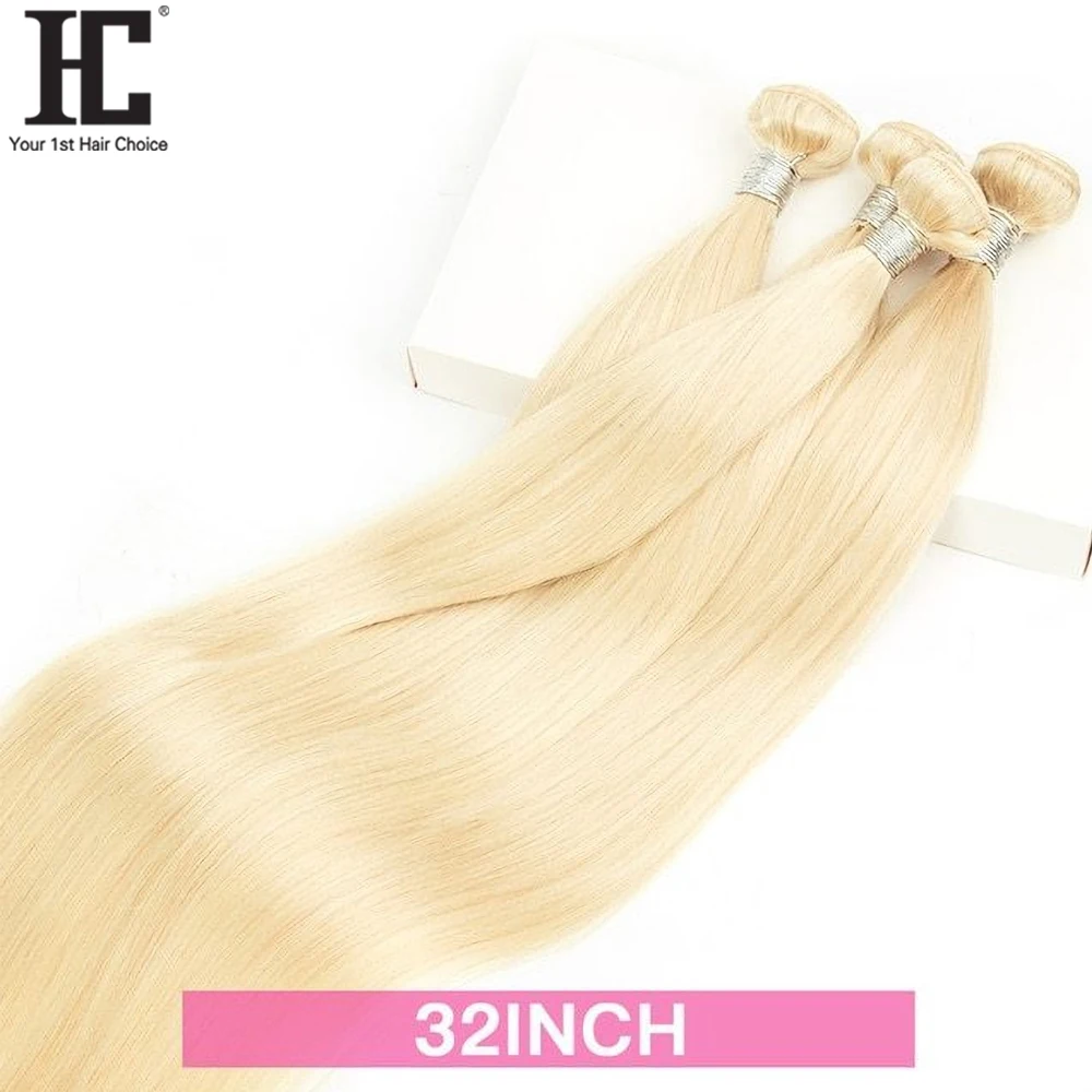 36 38 40 Inch Brazilian 613 Blonde Straight Long Human Hair Weave Bundles 1 / 3 / 4 Pcs Blonde Human Hair Extensions Remy
