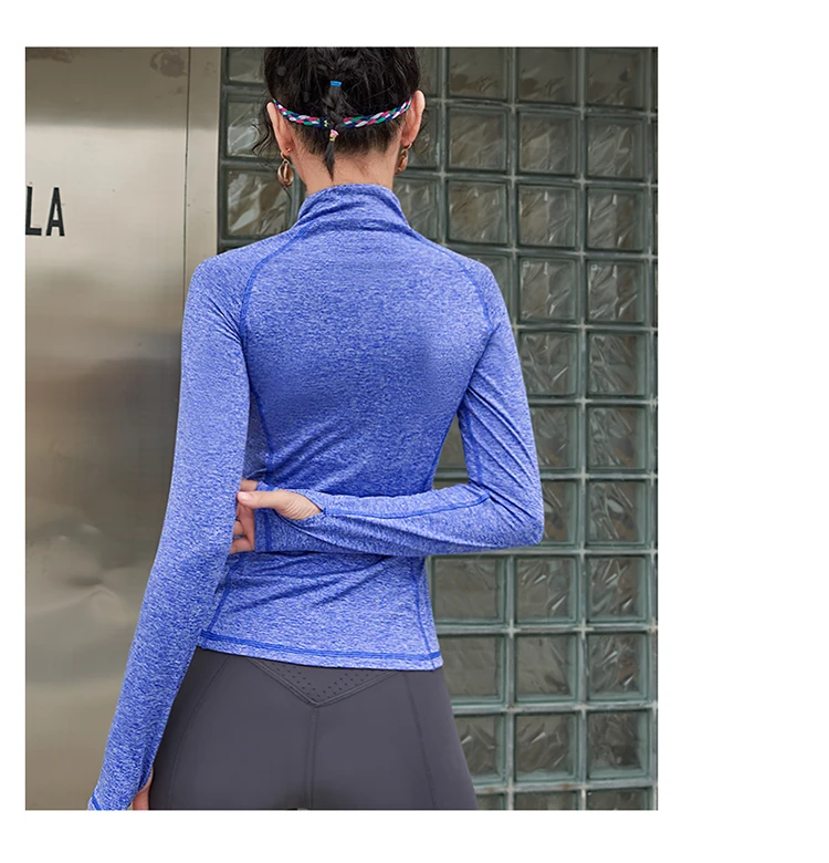 Женский бесшовный укороченный Топ с длинным рукавом на молнии, рубашки для йоги с отверстием для большого пальца, для бега, фитнеса, тренировок, дышащие спортивные топы