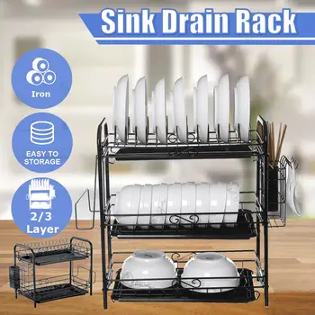 

2/3 Layer Stainless Steel Cutlery Storage Shelf Dish Rack Kitchen Drain Storage Knife Chopping Board Holder Home Supplies