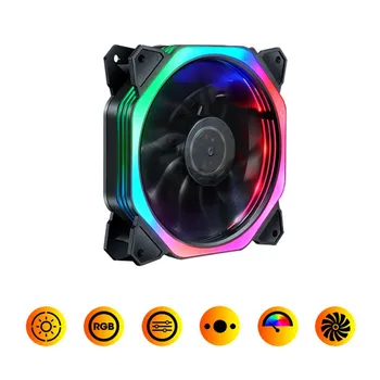 

Hot 12CM Rainbow Lights PC Computer Fan 16dB Ultra Silent 15 LEDs Case Fan Heatsink Cooler Cooling Anti-Vibration Rubber 12VDC