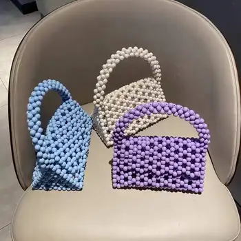 

NEW Handmade Women Beaded Bag Cindy Color Shoulder Bags Charm Acrylic Beads Bag Ins Crossbody Bag Evening Clutch Purse Lady 2020