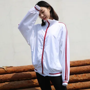 

Striped Long Sleeve Thin Bomber Windbreaker Jacket Summer Hip Hop Loose Tops Spring Autumn Women Jackets BF Wind Coat Casual