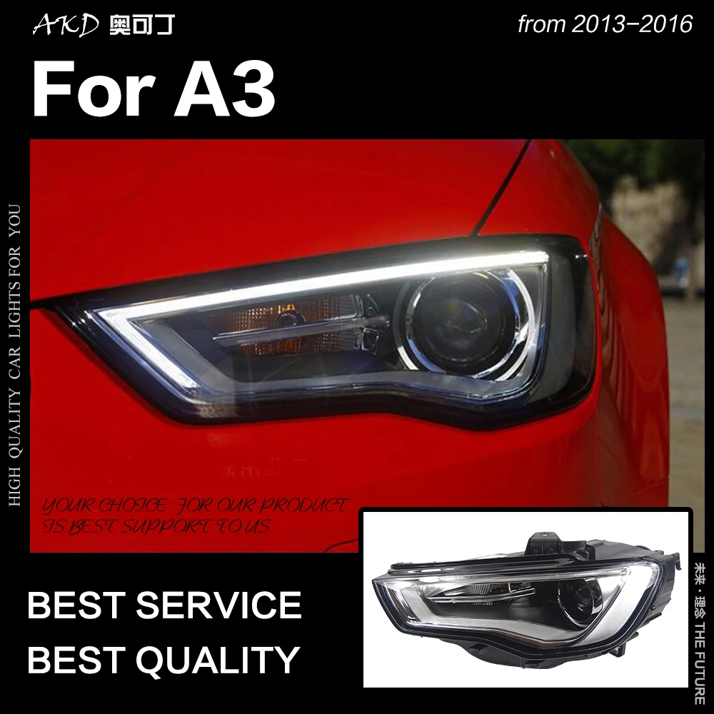 AKD автостайлинг для A3 фар 2013 2016 обновленный S3 все светодиодный ные фары DRL Hid