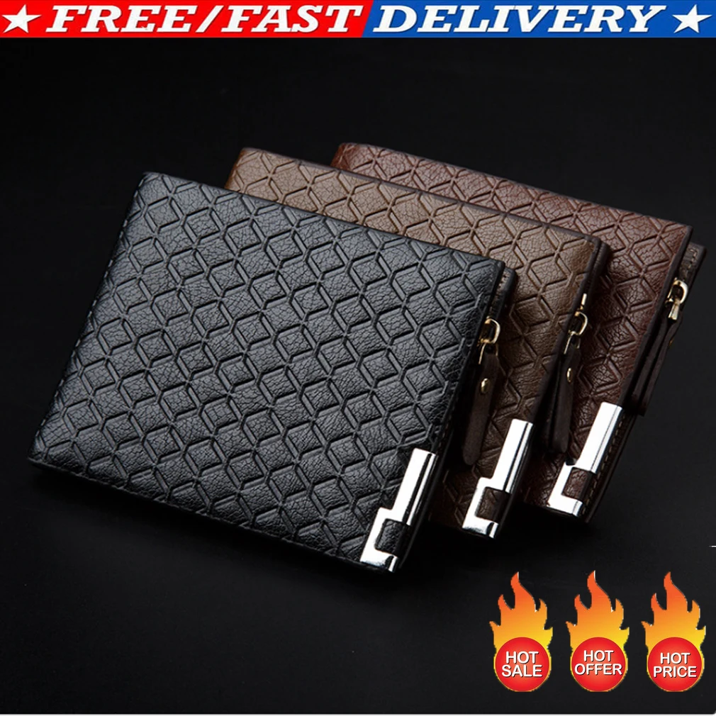 New men's wallet fashion smooth soft leather cross-section multi-function wallet tide short men's wallet quality assurance