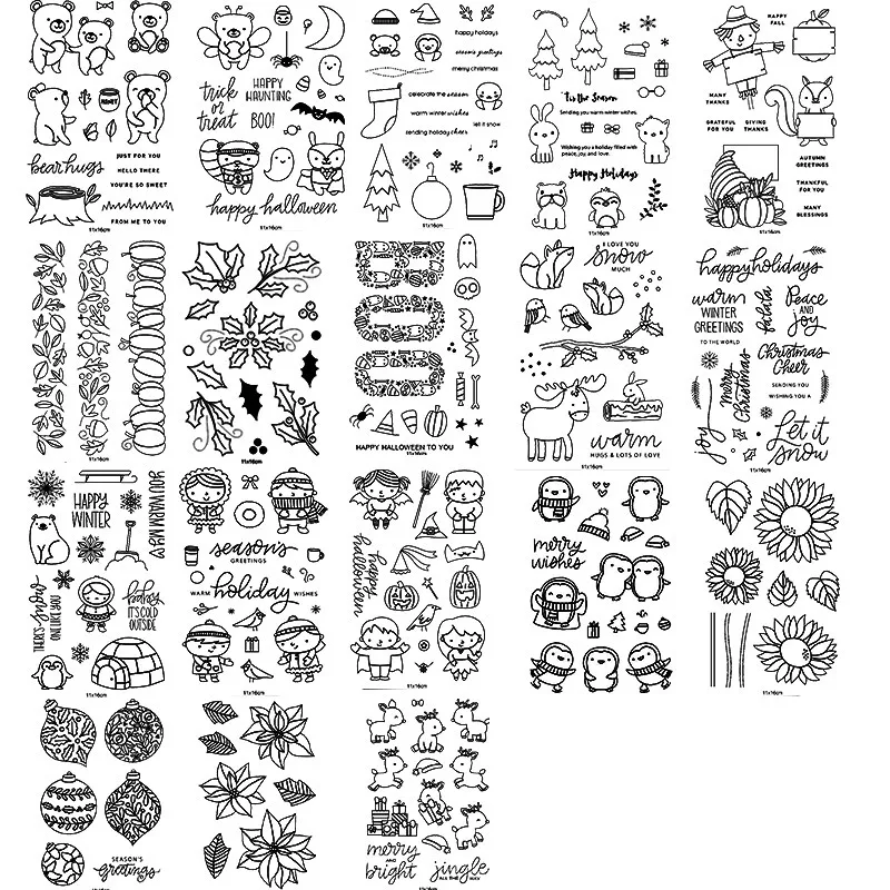 

4*6inch ME Christmas Halloween Cartoon Elements Transparent Stamp Clear Stamps for DIY Scrapbooking Paper Cards Crafts New 2019