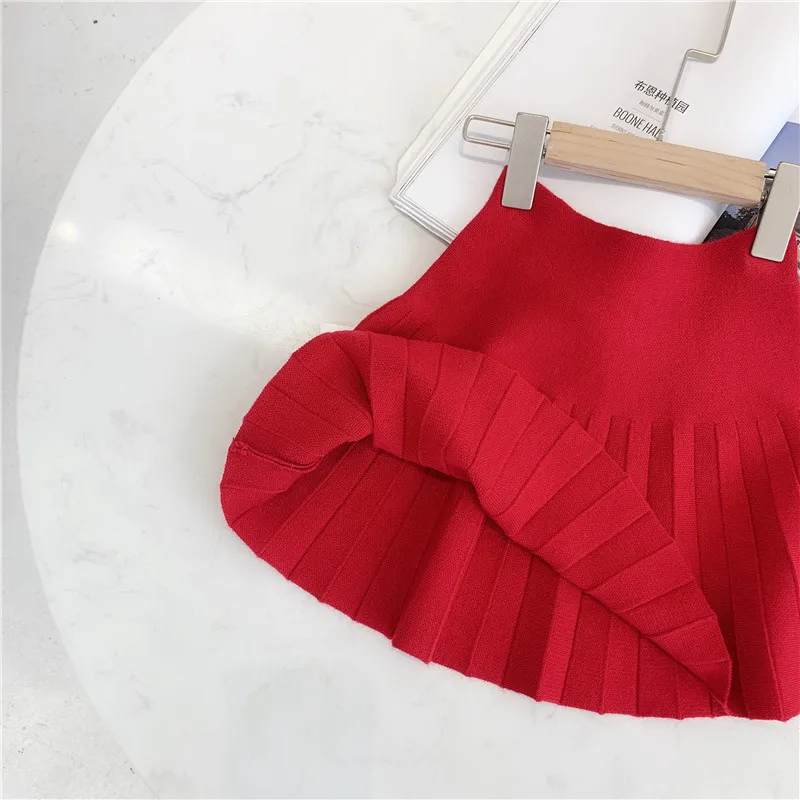 2PCS WLG girls clothing set kids girl heart printed shirt and red black skirt set baby girl cute all match clothes