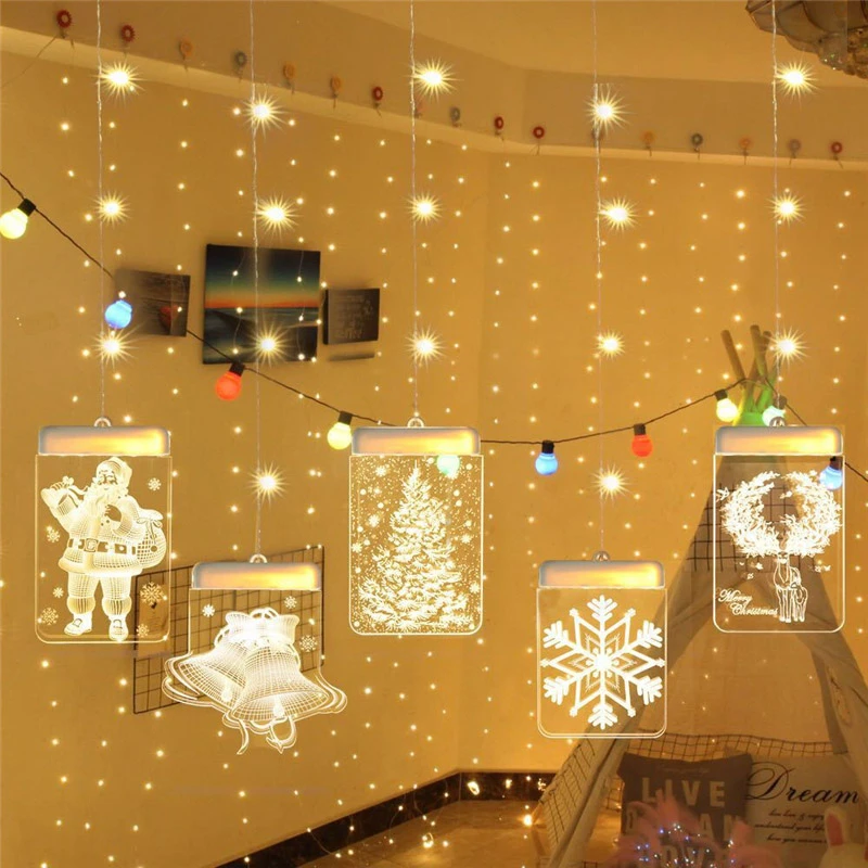 fairy garland led christmas string lights tree bell snowflake luces led decoracion indoor christmas lights outdoor holiday light