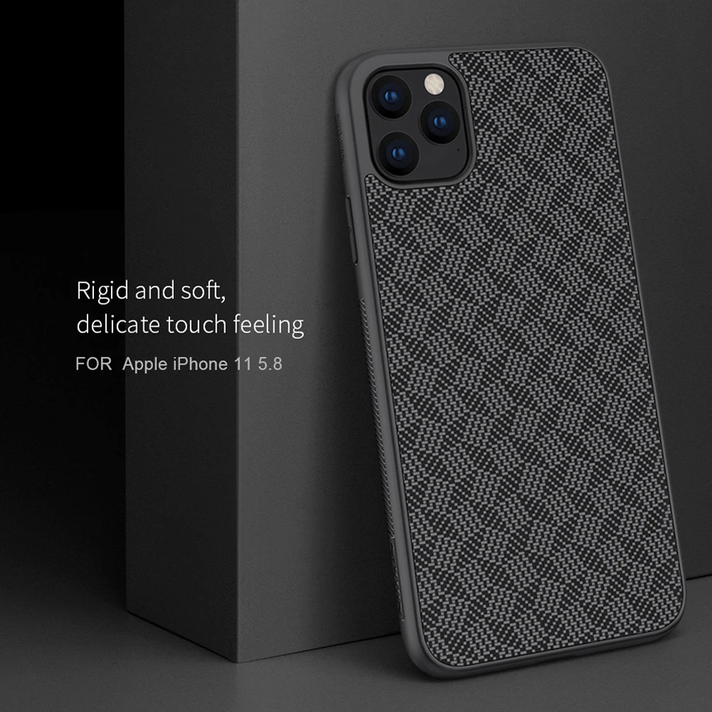Для iPhone 11 Pro Max чехол NILLKIN плед синтетического волокна углерода PP пластиковый для