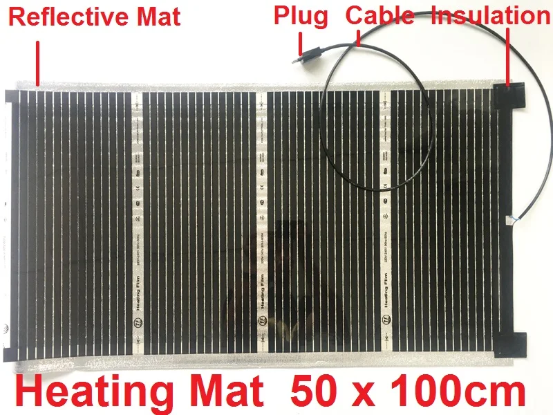  AC220V Far infrared carbon electric heating mat heating film with EU plug reflective mat warming ha