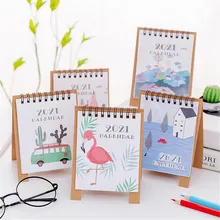 

2021 Hand Drawing Mini Flamingo Desktop Paper Calendar Fresh Cartoon Dual Daily Scheduler Table Planner Yearly Agenda Organizer
