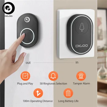 

DIGOO DG-DB1 433MHz Home Wireless Doorbell 58 Ringtones Selection Indoor Outdoor Chime EU Plug/US Plug
