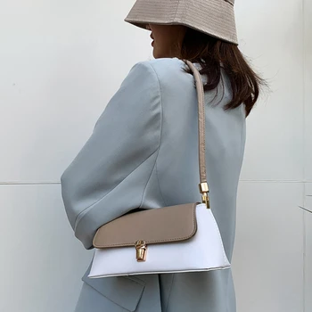 

2020 summer panelled shoulder Armpit bag women flap top handle bags ladies hasp purse and handbags