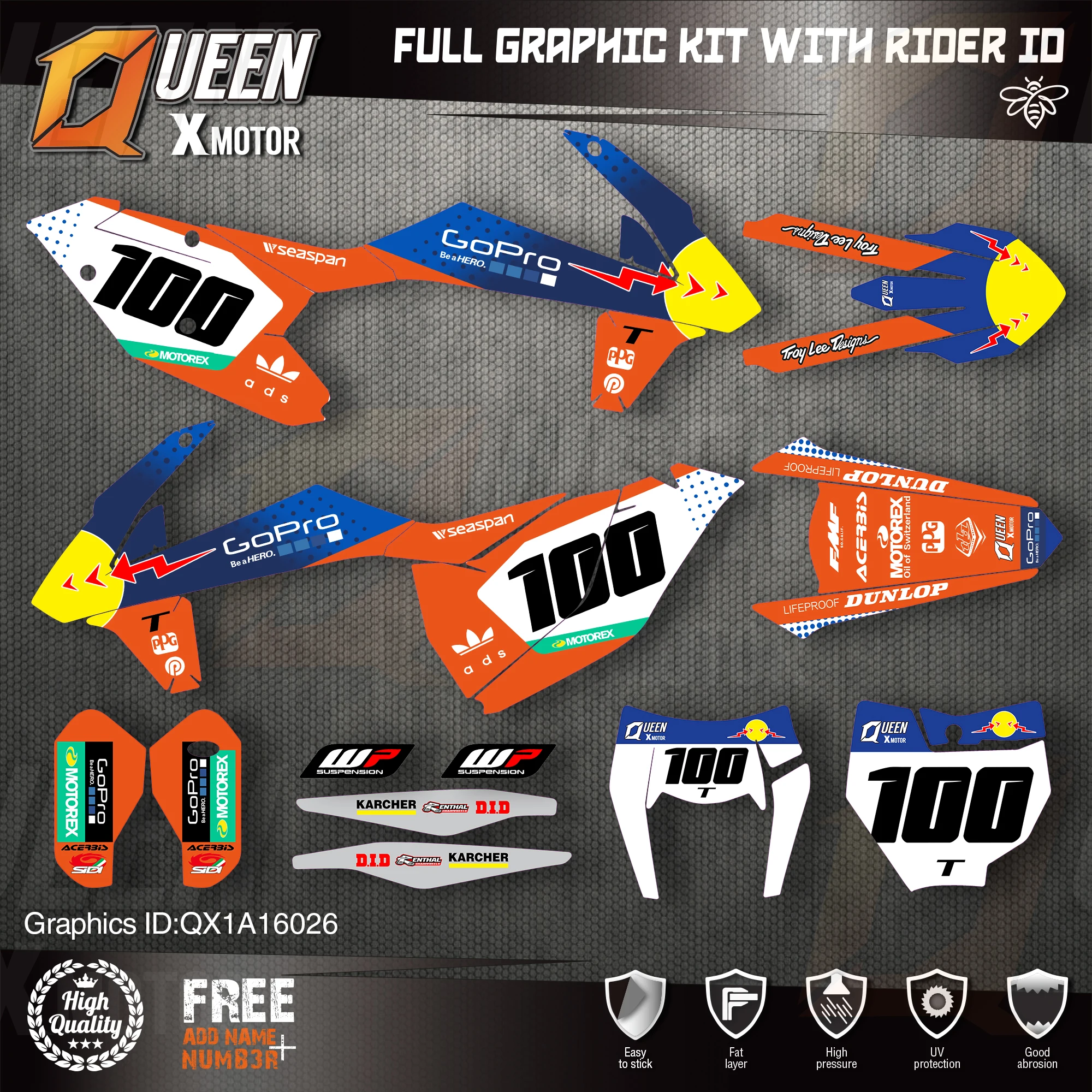 Оригинальные графические наклейки QUEEN X MOTOR Team Набор наклеек для KTM 2016 2017 2018 SX SXF 2019