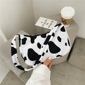 

2020 Fashion Trend Women Shoulder Bag Milk Cow Zebra Striped Pattern Multipurpose Handbag Single-Shoulder Zipper Purse