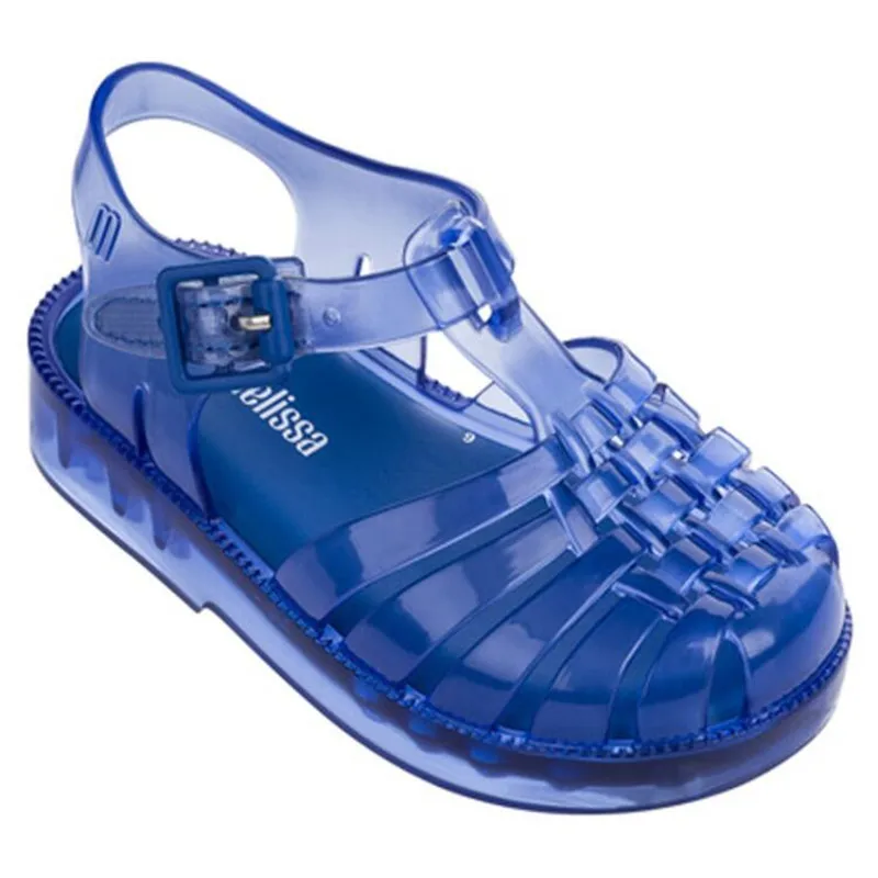 Melissa/мини-обувь для мальчиков; прозрачная обувь для девочек; сандалии для маленьких девочек; детская обувь в римском стиле с вырезами; детская пляжная обувь - Цвет: Синий