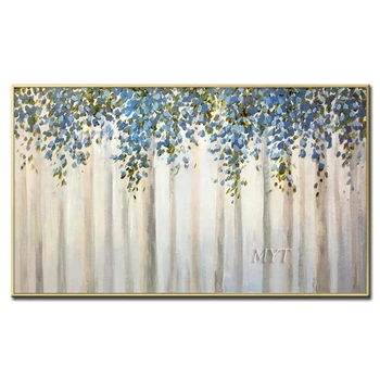 

Beautiful Blue Flower Vine Abstract Oil Painting Modern Wall Art Living Room Picture Home Decoration Painting 100% Handpainted