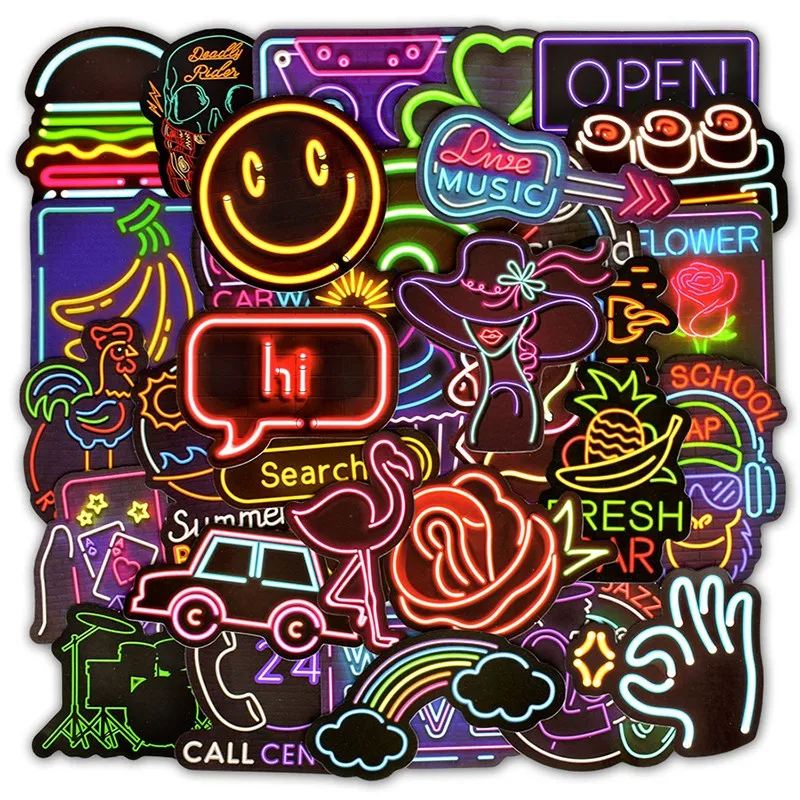 10/30/50 Uds de luz de neón de pegatinas para latas pegatinas de coche de los niños del teléfono skate niños nevera Japón pegatina de animé paquete