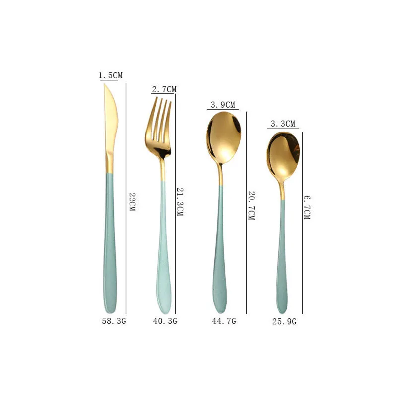 4pcs/lot Cutlery Tableware Set Stainless Steel Table Knife Spoon Fork Set Party Camping Dinnerware rainbow stainless steel