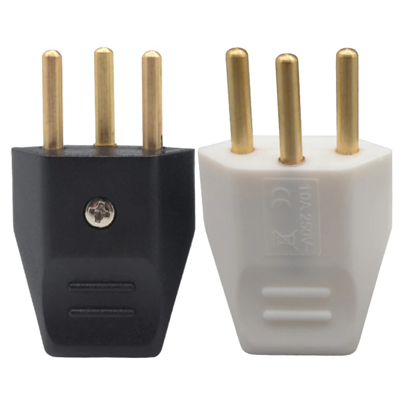 White Black 250v 10a Copper Ce Switzerland Power Cable Assembly Wiring Plug 3pole Connector Euro