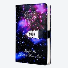 Retro password book notebook student office diary with lock new hand ledger cheap thick book