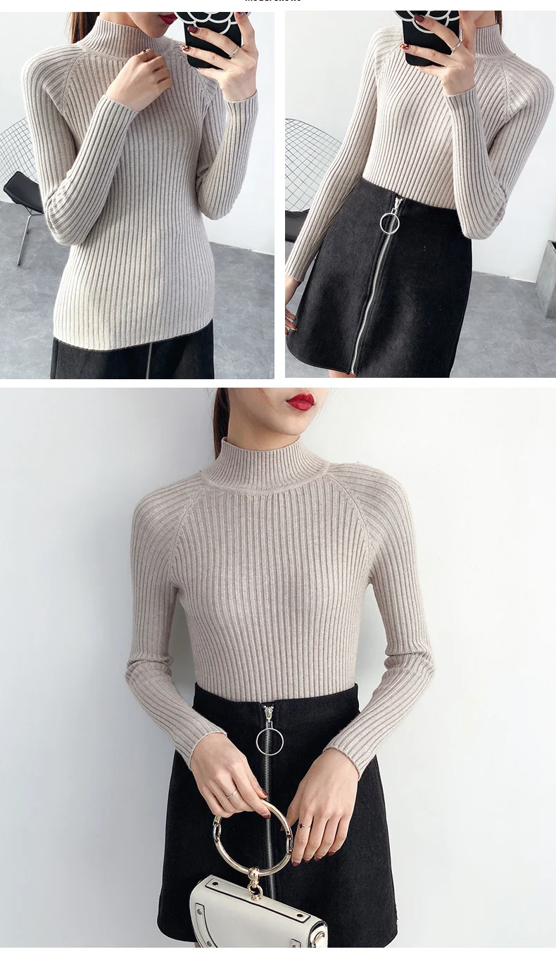 Turtleneck Womens Sweaters Winter Autumn Basic Sweater Women Pullover Women Knitted Long Sleeve Sweater Pull Clothes