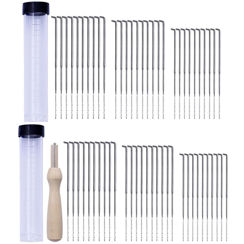 Mixed Felting Needles Wool Felt Tools DIY Supplies Set Wool Felt DIY Craft Felt Tools with Wood Handle Sewing Accessories
