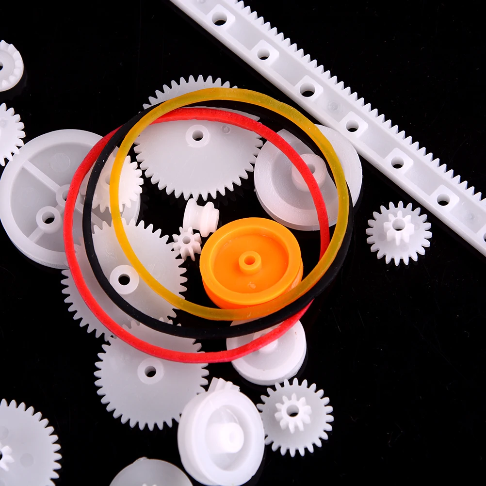 75 Uds. Conjunto De Manga De Eje De Gusano De Polea De Correa De Engranaje De Plastico Diy Robot Caja De Cambios Motor De Juguete