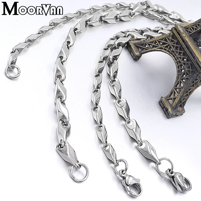 Moorvan 55 см 3 мм мужское ожерелье мода рок из нержавеющей стали цепочки в виде геометрических фигур мужские ювелирные изделия классный подарок VN065