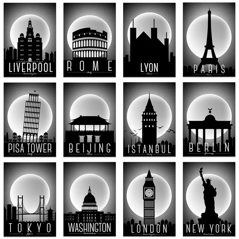 Black-White-City-5D-DIY-Diamond-Painting-Cross-Stitch-Full-Drill-London-Paris-New-York-City