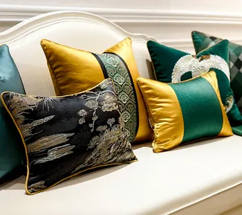 

Vintage elegant oriental pillow/almofadas case,yellow black green seat back cushion cover 45 50 60,decorative throw pillow case