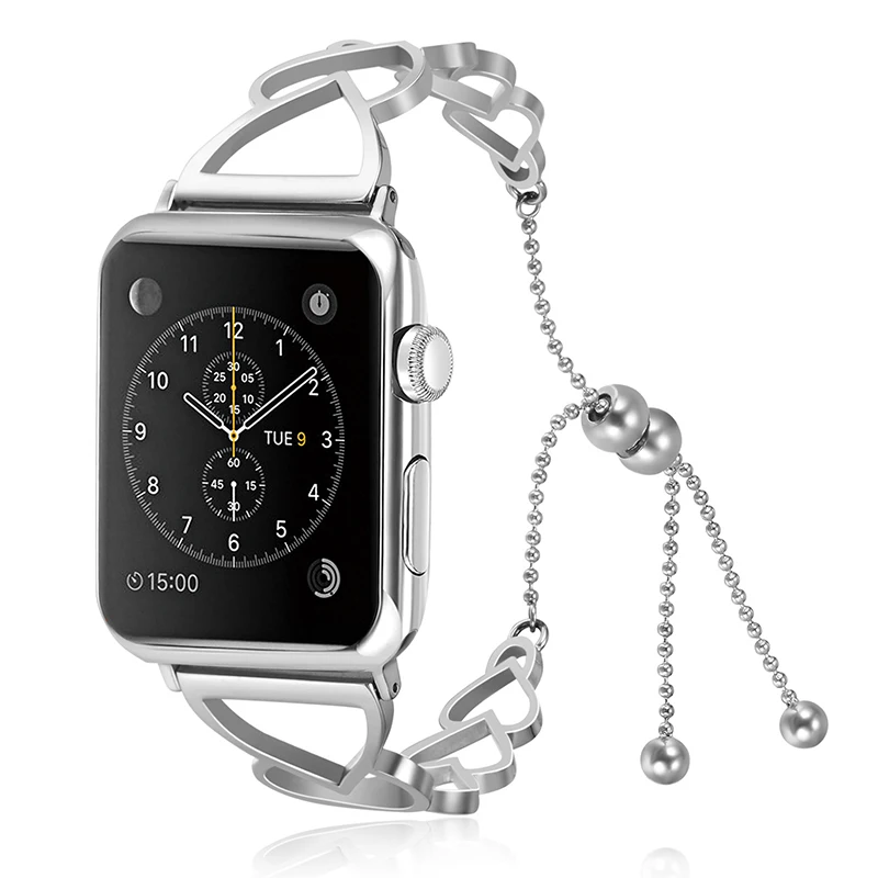 Love-type полый браслетный ремешок для часов для Apple Watch 44 мм 40 мм 38 42 мм для женщин из нержавеющей стали ремешок для часов ювелирные изделия для iwatch