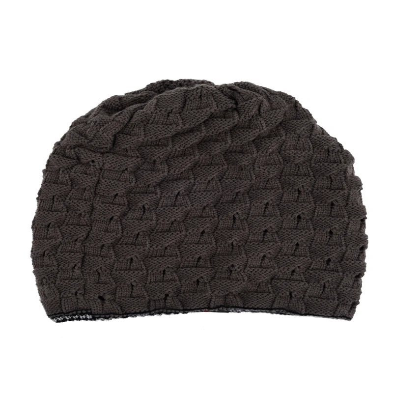 2x мужская вязаная шапка двусторонняя мешковатая шапка с черепом Толстая зимняя шапка X085-темно-серый и серый светильник