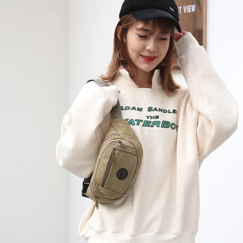 

2019 Spring New Style Canvas Waist Pack Men And Women Multi-functional Outdoor Sport Waist Bag Large Capacity Cash Storage Bag S