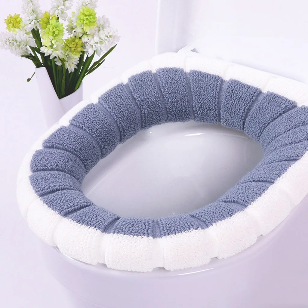 Удобный бархатный коралловый чехол для унитаза для ванной комнаты, моющийся Мягкий теплый коврик, подушка для дома# T2