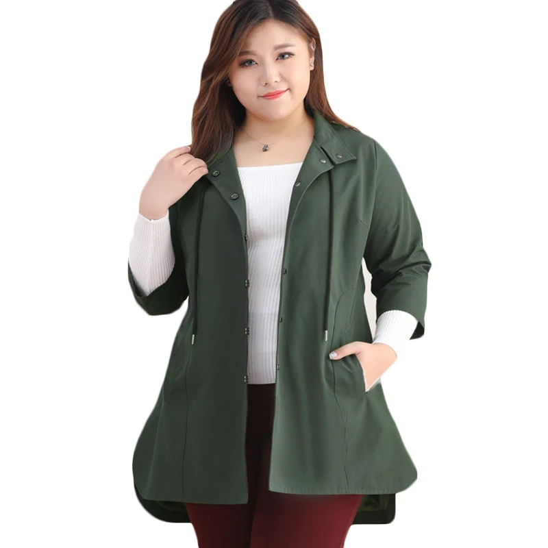 

Women Casual Oversize coats Spring Autumn loose Extra large size Trench coats Womens windbreakers Work clothes 100kg 10XL F975