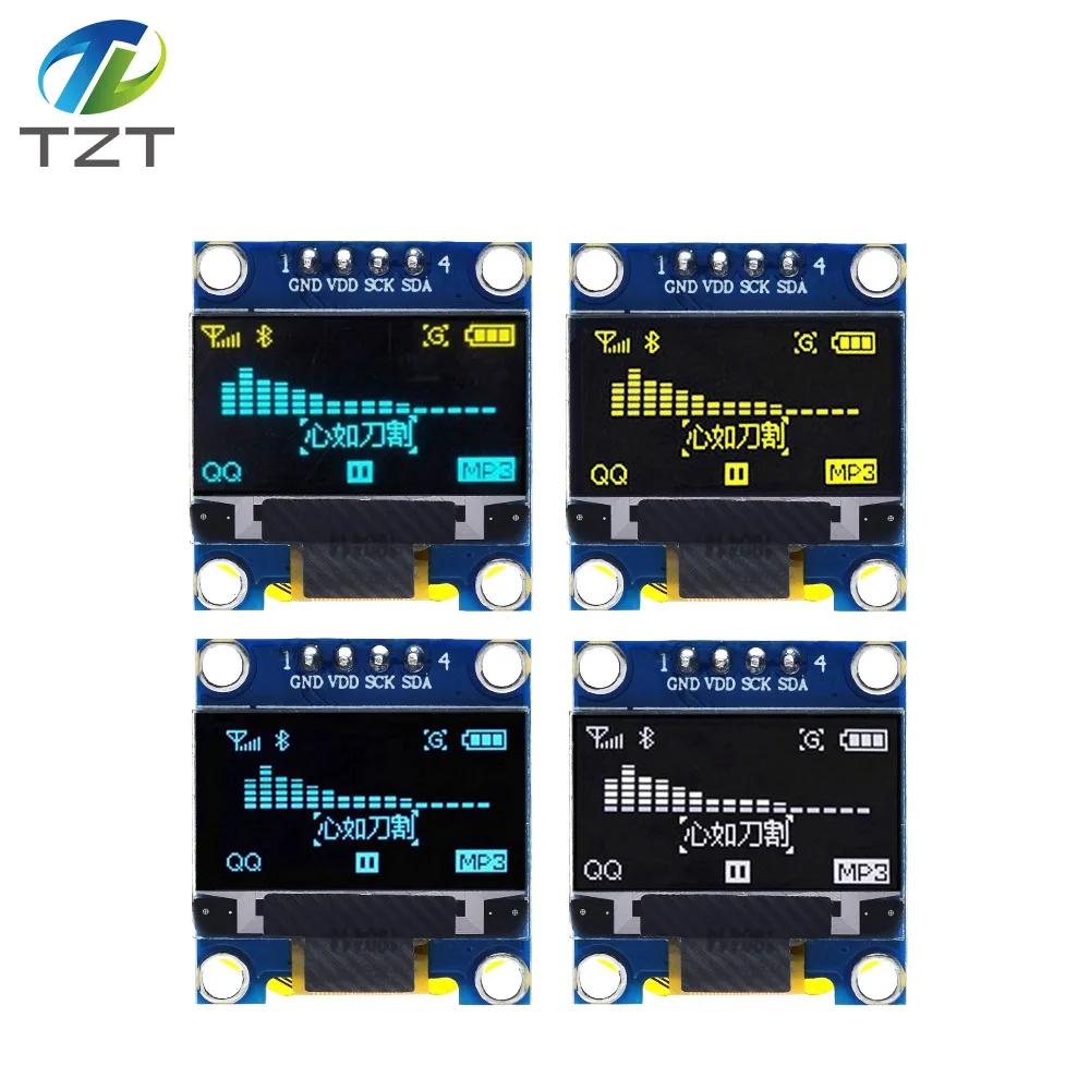 TZT 0.96 inch IIC Serial White OLED Display Module 128X64 I2C SSD1306 12864 LCD Screen Board GND VCC SCL SDA 0.96" for Arduino