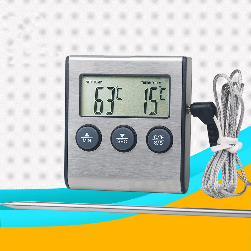 

Digital Thermometer Oven Kitchen Food Cooking Meat BBQ Probe Timer Thermometer Tools Cook Milk Temperature