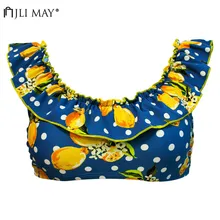 JLI может Ретро точка печати Бикини Топ для женщин сексуальный купальный костюм с пуш-ап Топы Горячая весна рюшами спинки Slim Fit пляжная одежда сладкий