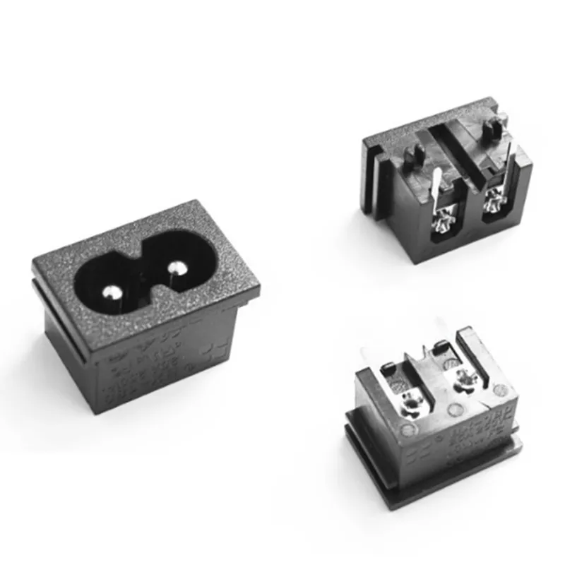 10 шт. AC 250 В 2.5A прямоугольный черный штекер IEC320 C8 разъем питания