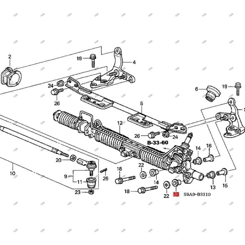 

Car Steering gear bushing Steering shaft universal joint bushing hon daa cur a Spherical universal joint bushing